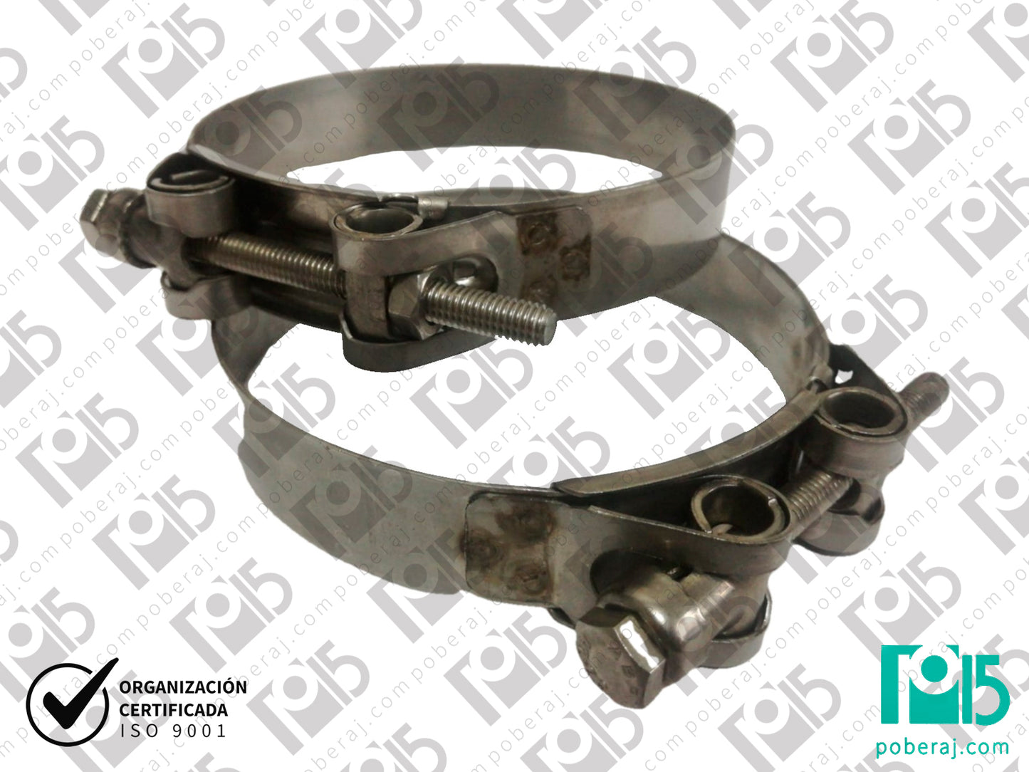 B782 ABRAZADERA SUPER PRESION 100% INOX. AISI 304 C/TORNILLO CABEZA HEXAGONAL