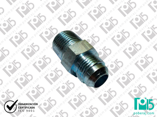 D0501 Adaptador recto rosca macho UNF asiento JIC 37º a rosca macho BSPT