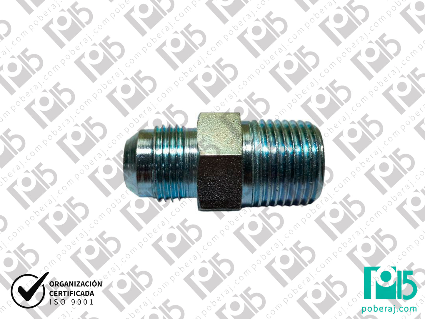D0501 Adaptador recto rosca macho UNF asiento JIC 37º a rosca macho BSPT