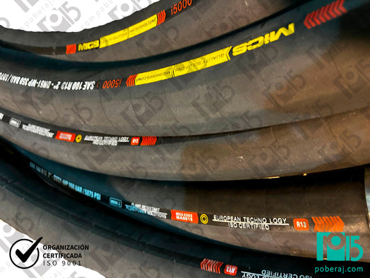 Manguera Hidraulica SAE 100 R13 con 4 Espirales de Acero Cubierta MSHA Codigo M013C