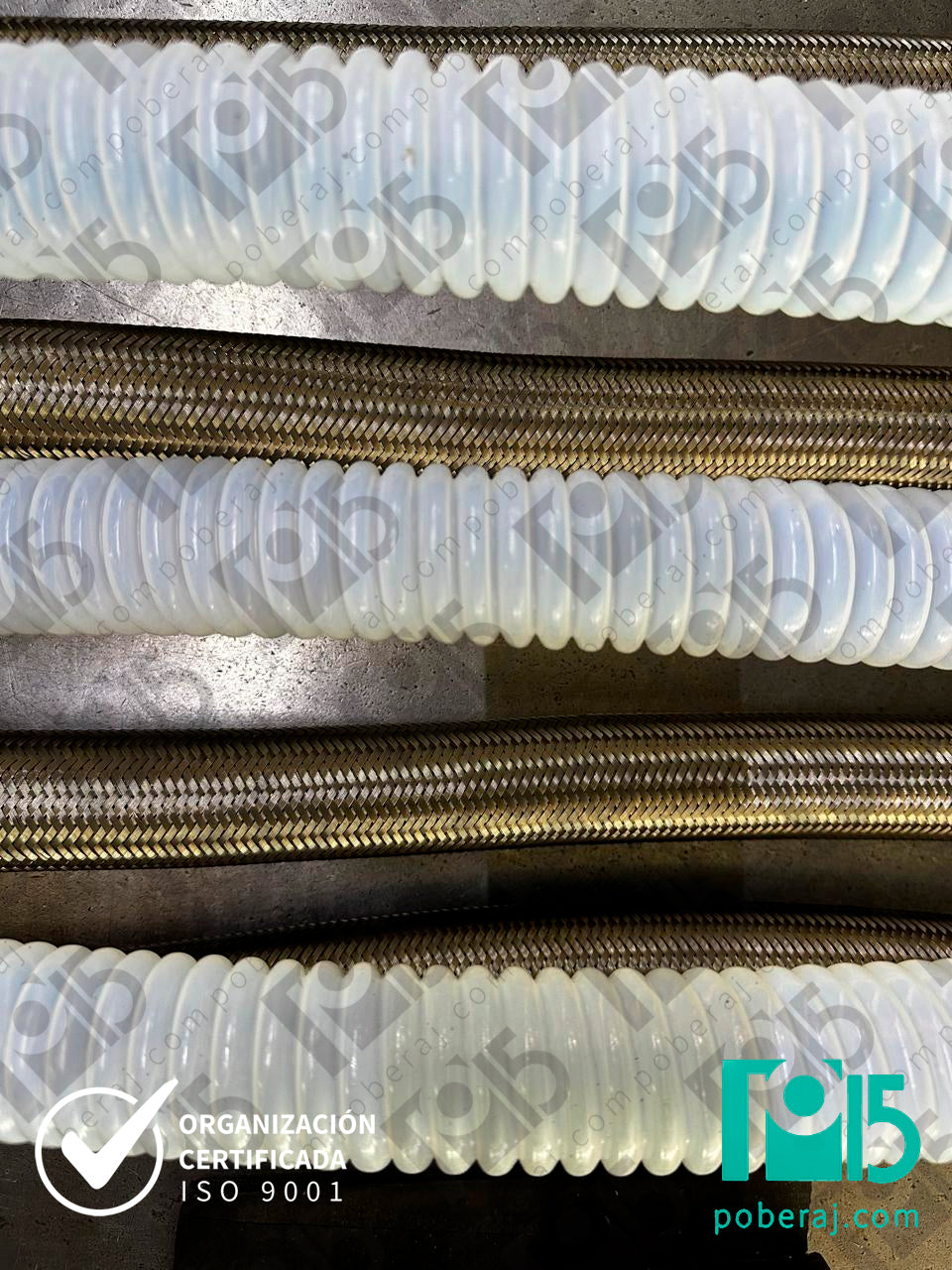 Manguera PTFE corrugada con refuerzo de Acero Inoxidable Codigo M043F