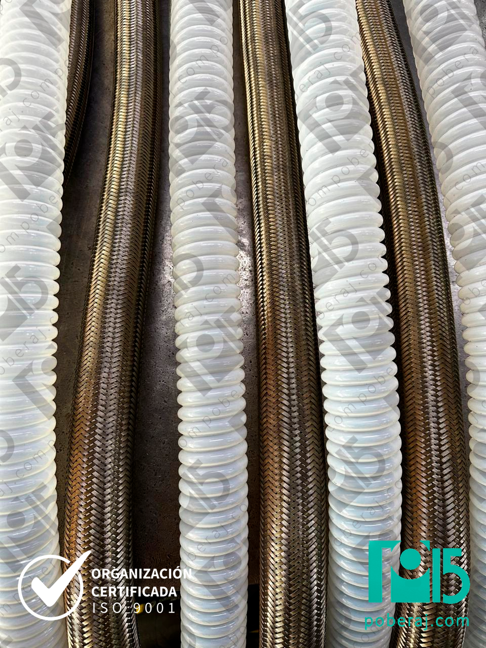 Manguera PTFE corrugada con refuerzo de Acero Inoxidable Codigo M043F