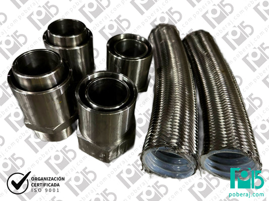 Manguera PTFE corrugada con refuerzo de Acero Inoxidable Codigo M043F
