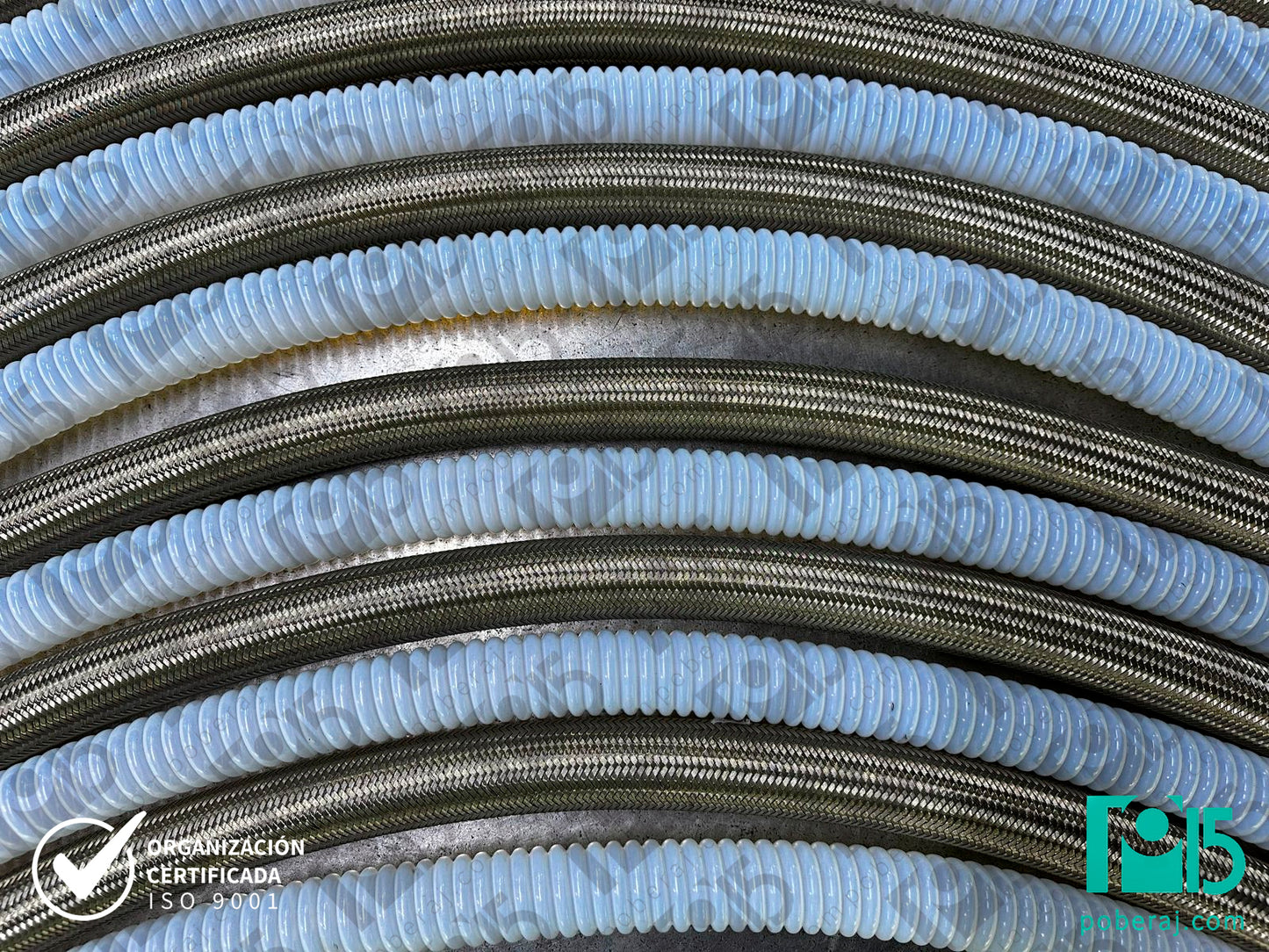 Manguera PTFE corrugada con refuerzo de Acero Inoxidable Codigo M043F