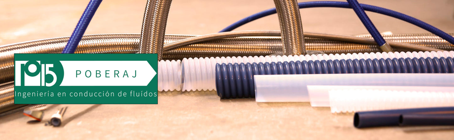 Manguera Hidraulica SAE100 R14 Flexible de PTFE Liso con Refuerzo de Acero Inoxidable Codigo M014