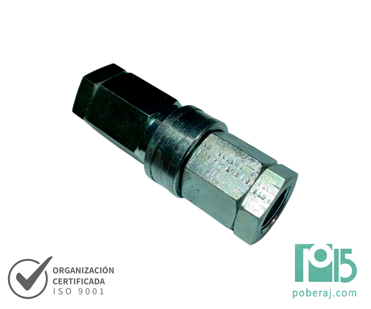 Acoples Hidráulicos con retención Cuerpo Hembra, Niple Macho y Rosca Hembra Codigo A073