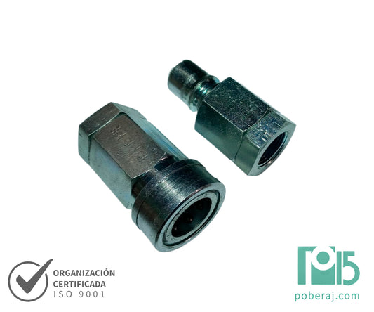Acoples Rápidos Hidráulicos con Retención Cuerpo Hembra, Niple Macho y Rosca Hembra Codigo A073
