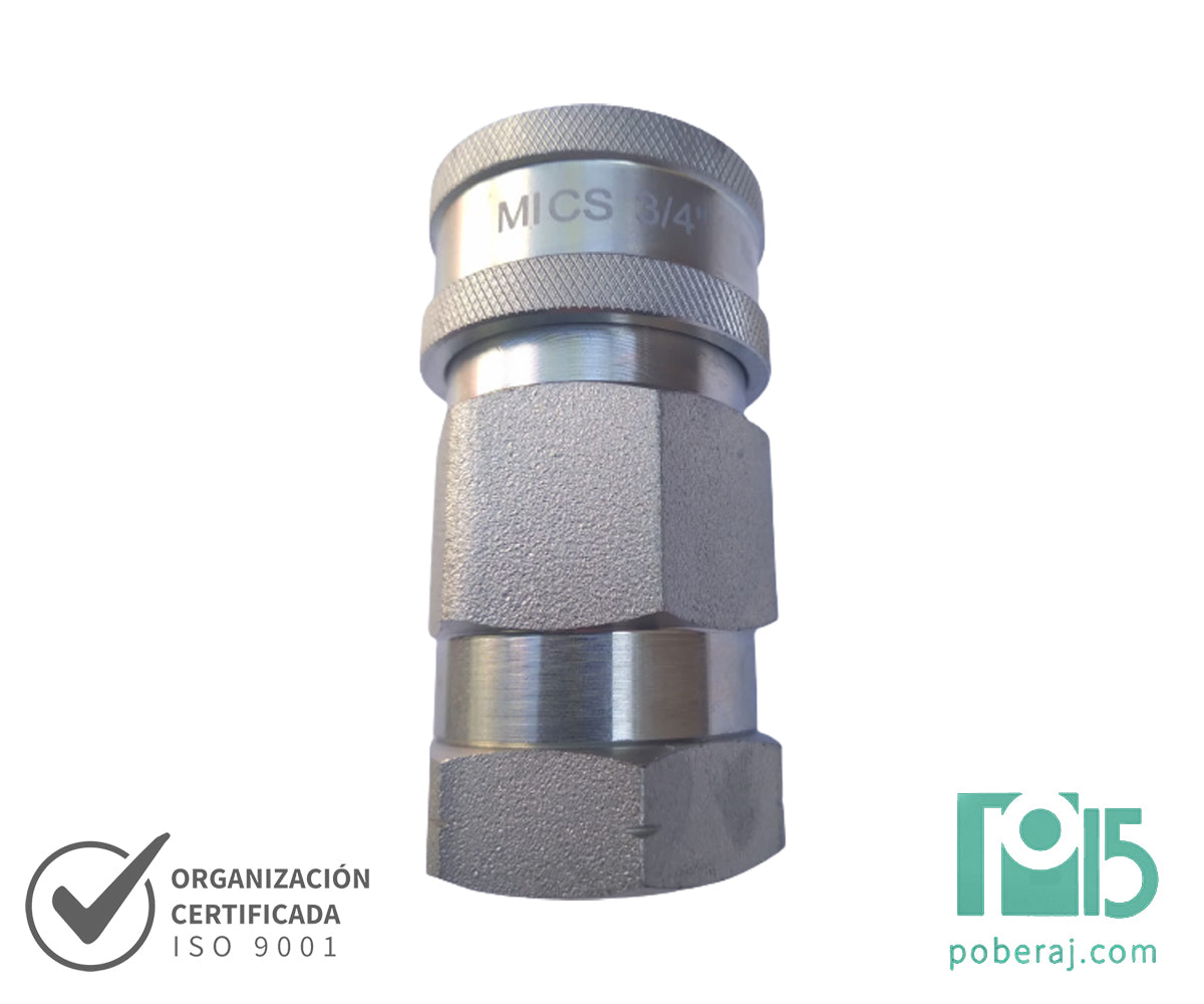 Acoples Hidráulicos con retención Cuerpo Hembra, Niple Macho y Rosca Hembra Codigo A073