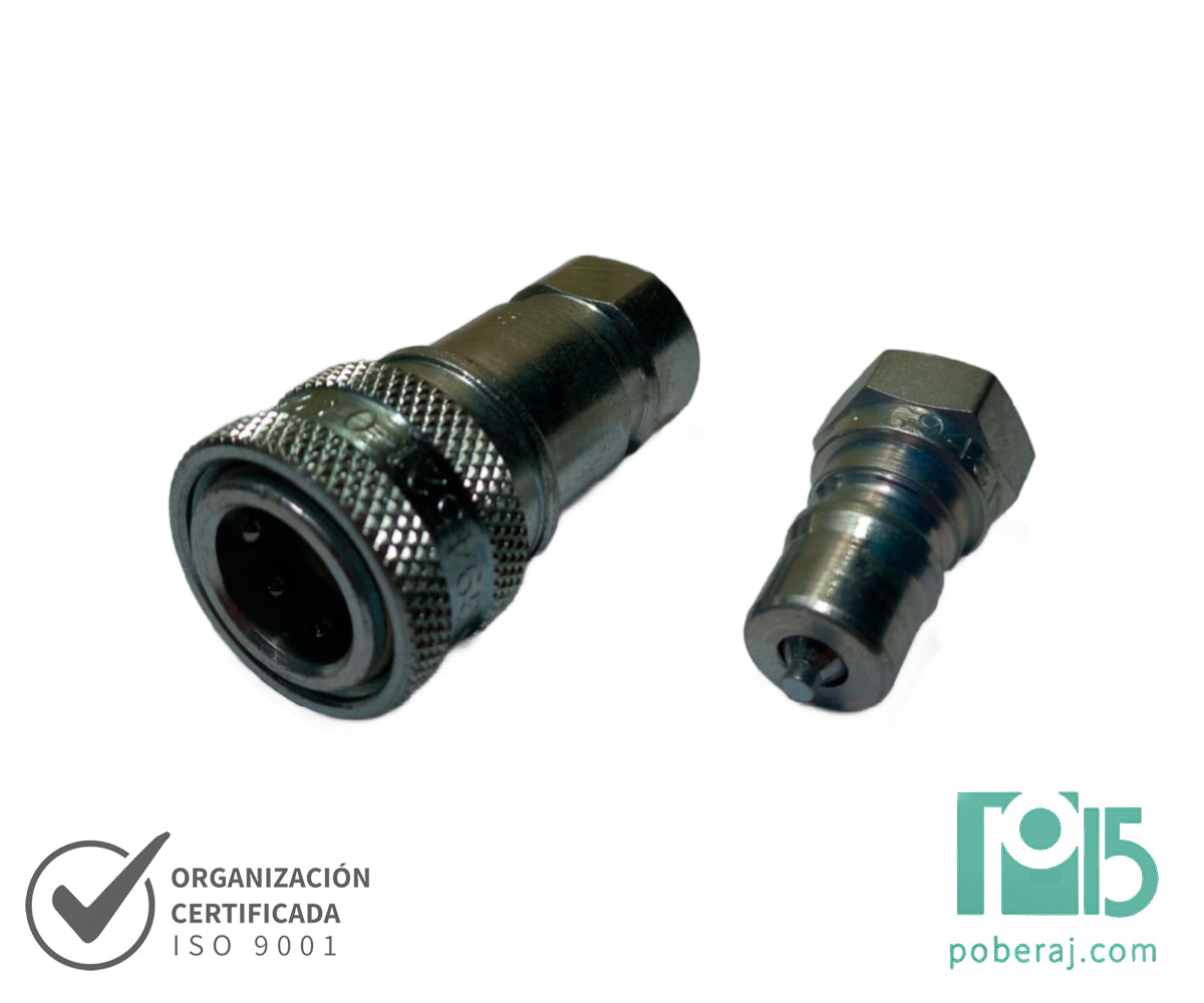 Acoples Hidráulicos con retención - Cuerpo (Hembra) + Niple (Hembra) - Rosca (Hembra) Codigo A073N