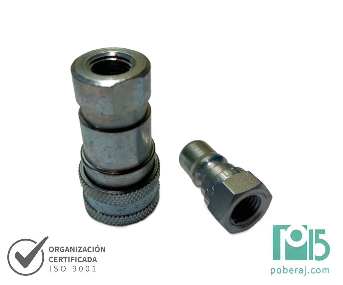 Acoples Hidráulicos con retención - Cuerpo (Hembra) + Niple (Hembra) - Rosca (Hembra) Código A073N