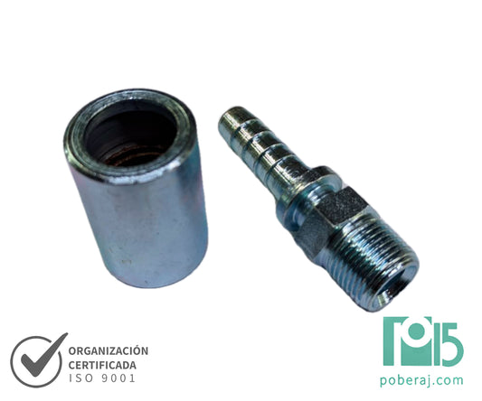 C2202 Conexión Prensada para Manguera SAE 100 R1/R2 Macho Fijo Rosca BSPT