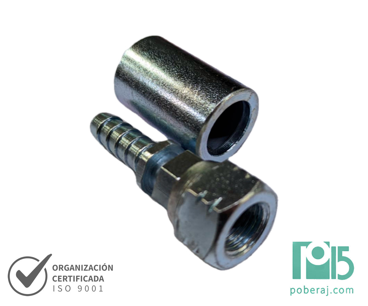 C2205 Conexión Prensada para Manguera SAE 100 R1/R2 Hembra Giratoria Rosca UNF Asiento Hembra JIC 37
