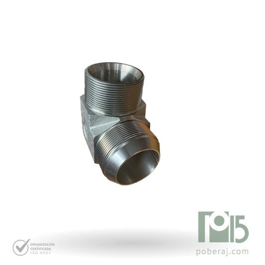 Codo 90º rosca macho UNF asiento JIC 37º a rosca macho NPTF CODIGO D0506