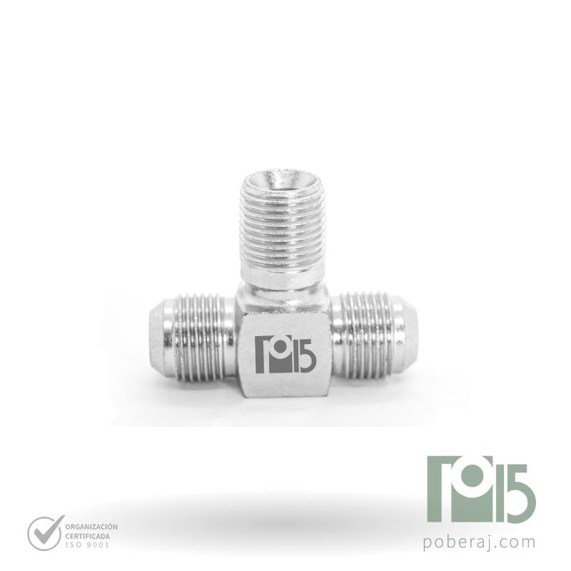 D0512 Tee rosca macho UNF asiento JIC 37º a rosca macho UNF asiento JIC 37º a rosca macho NPTF