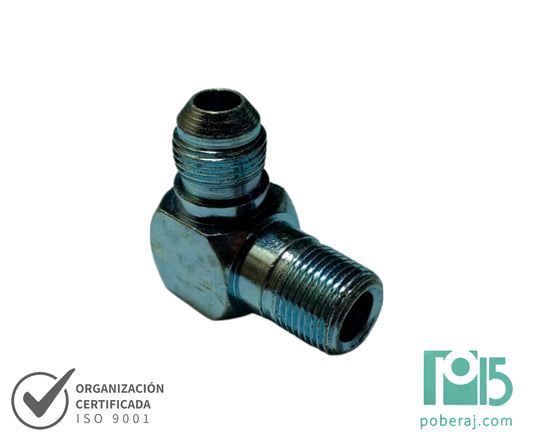 D0520 Codo 90 Rosca Macho BSPP AS JIC 37 a Rosca Macho BSPT