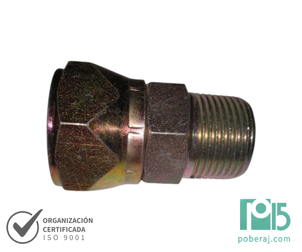 D0529 Adaptador Macho NPTF a Hembra Giratoria UNF Asiento Hembra JIC