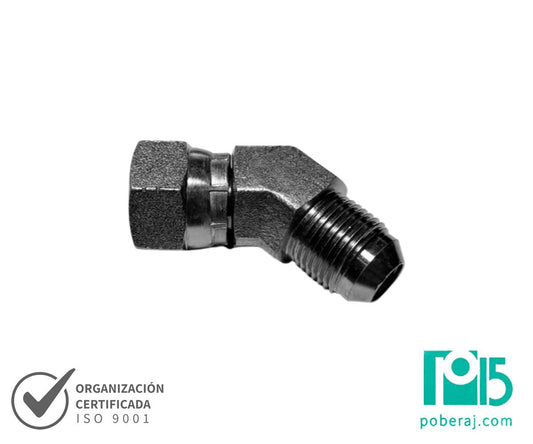 D0532 Codo 45 Macho UNF AS JIC 37 A Rosca Hembra Giratoria UNF AS.Hembra