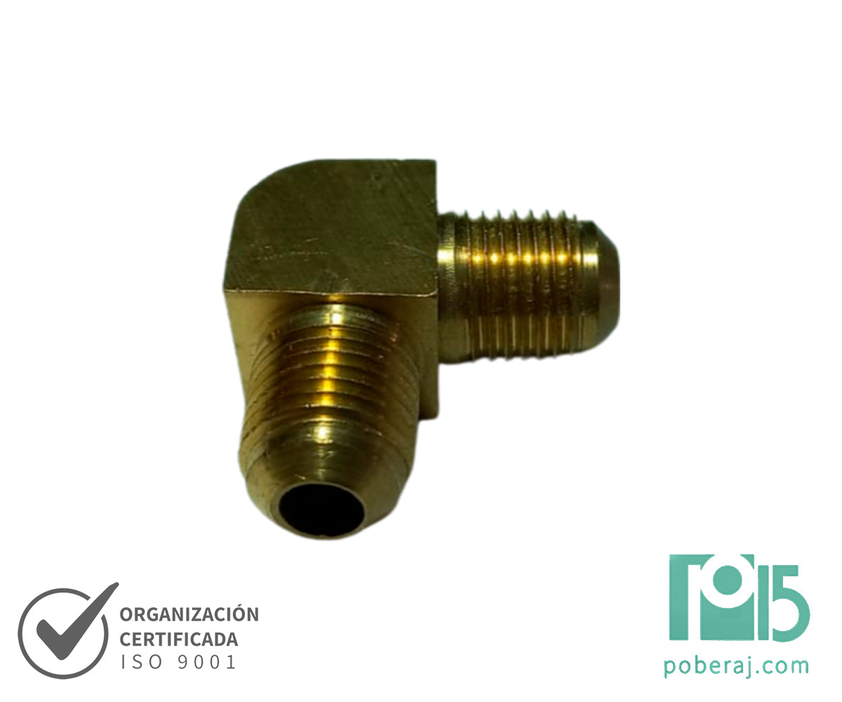 D0545 Codo 90º Rosca Macho UNF Asiento JIC 37º a Rosca Macho UNF Asiento JIC 37º (Bronce)