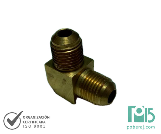 D0545 Codo 90º Rosca Macho UNF Asiento JIC 37º a Rosca Macho UNF Asiento JIC 37º (Bronce)