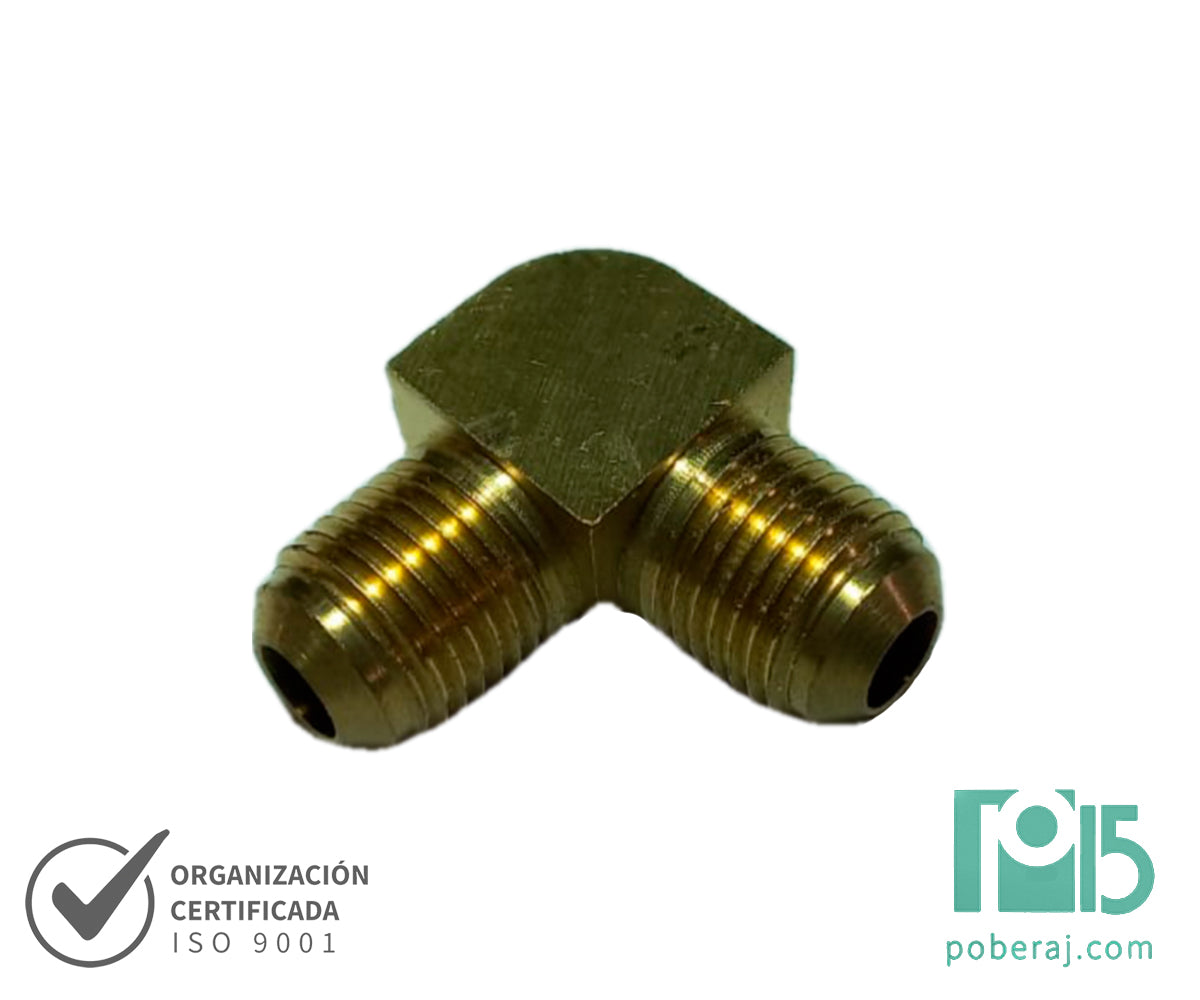 D0545 Codo 90º Rosca Macho UNF Asiento JIC 37º a Rosca Macho UNF Asiento JIC 37º (Bronce)