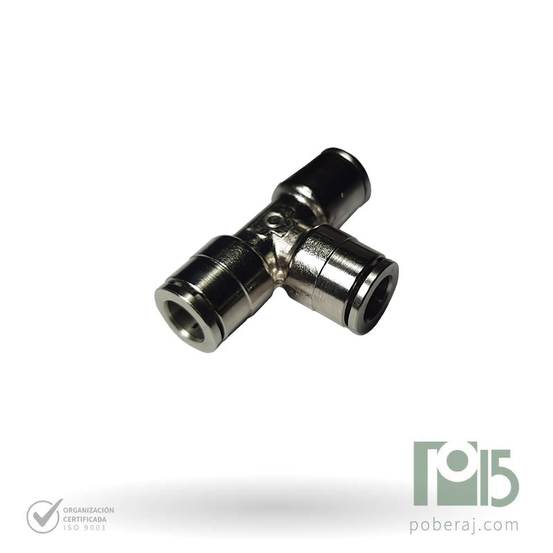 D0727 Conexion Racord Hidraulica Industrial para Manguera Rápidas p/tubo métrico "tee" tubo x tubo x tubo