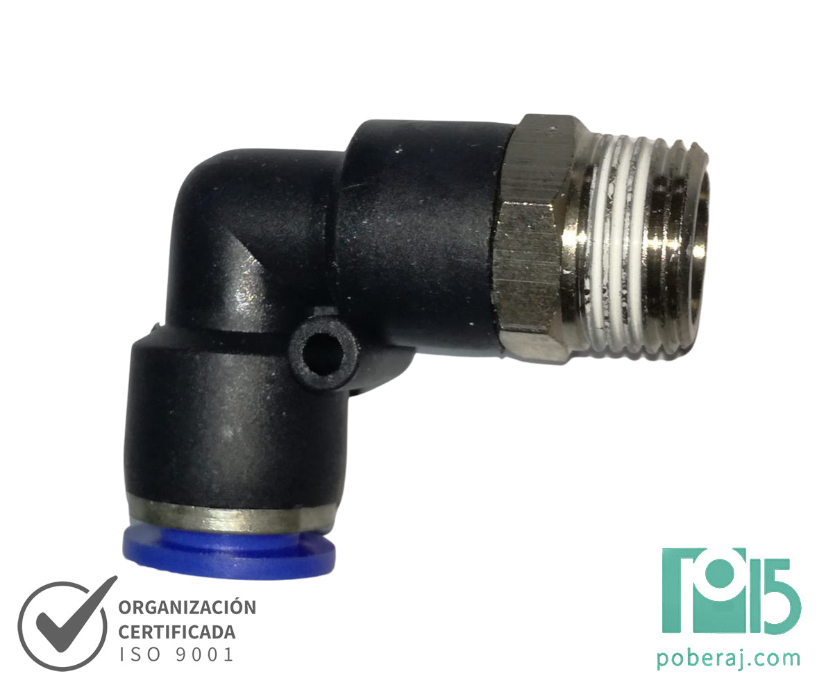 Conexion.Push-In Plastica Codo 90 grados Codigo D0742
