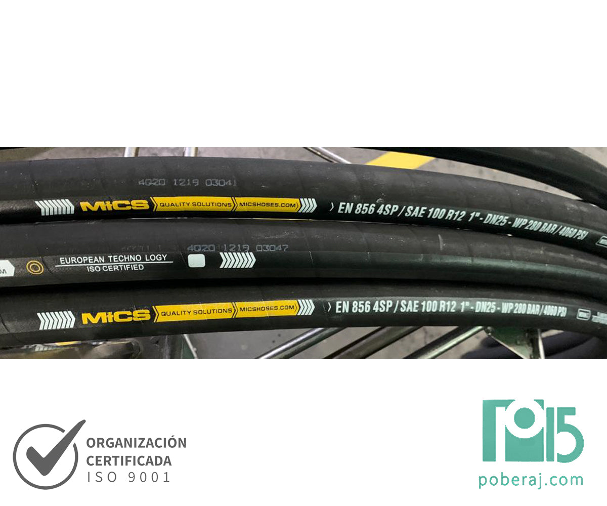 Manguera Hidraulica SAE100 R12 con 4 espirales de acero Cubierta MSHA Codigo M012C
