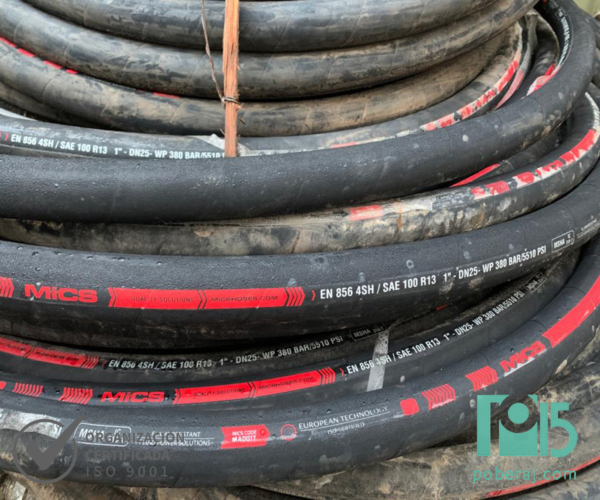 Manguera Hidraulica SAE 100 R13 con 4 Espirales de Acero Cubierta MSHA Codigo M013C