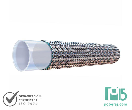 Manguera Hidraulica SAE100 R14 Flexible de PTFE Liso con Refuerzo de Acero Inoxidable Codigo M014