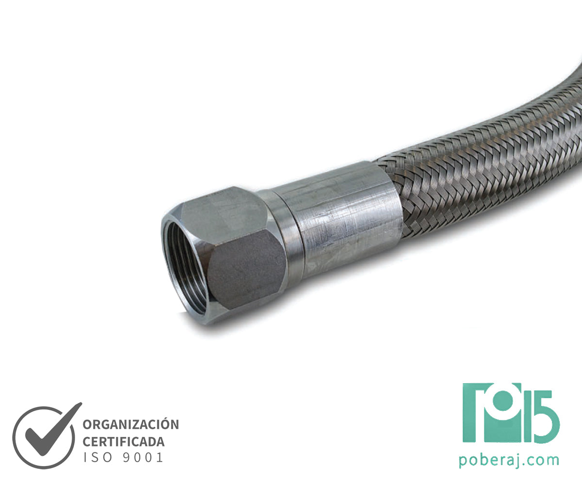 Manguera Hidraulica SAE100 R14 Flexible de PTFE Liso con Refuerzo de Acero Inoxidable Codigo M014