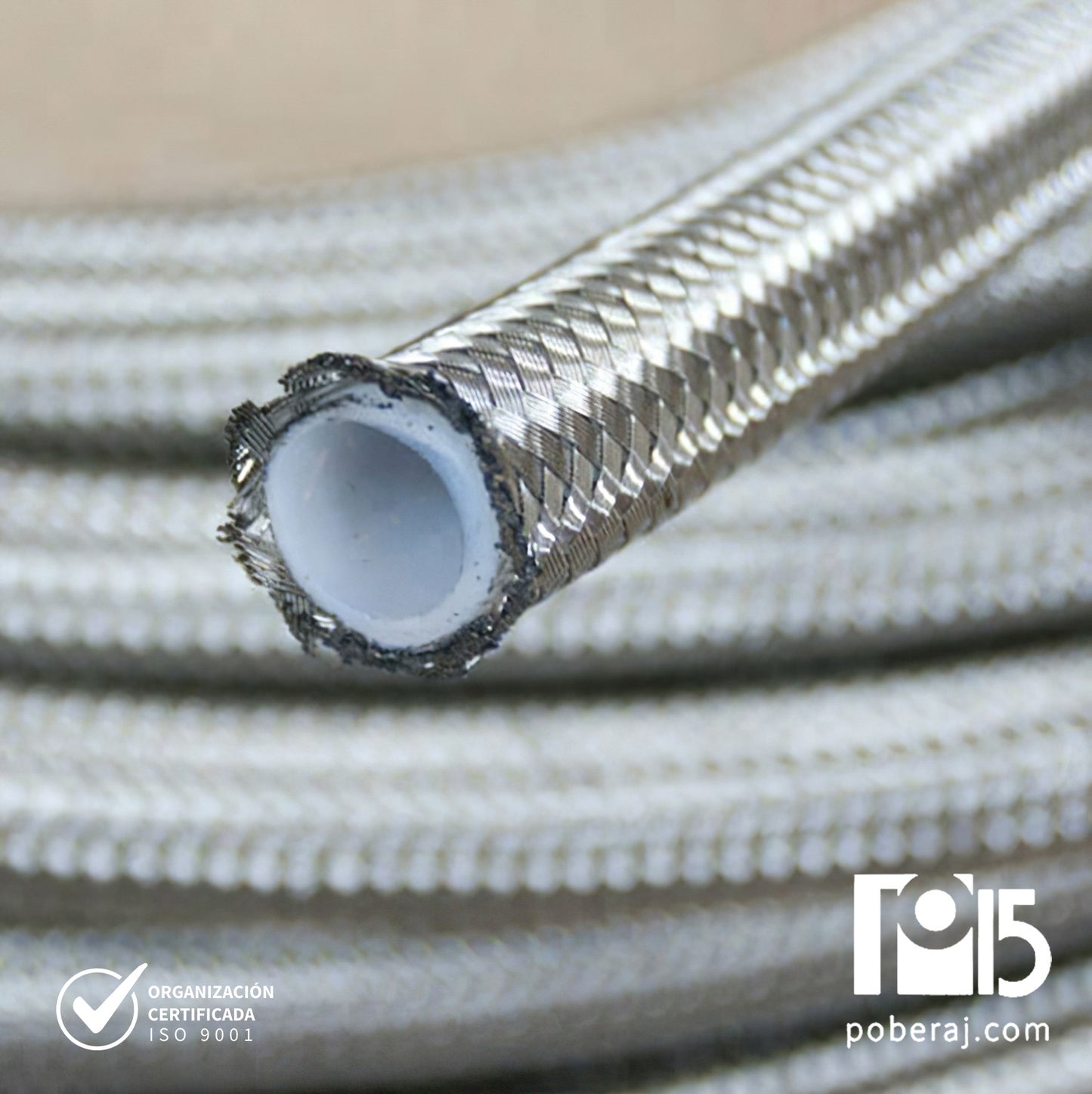 Manguera Hidraulica SAE100 R14 Flexible de PTFE Liso con Refuerzo de Acero Inoxidable Codigo M014