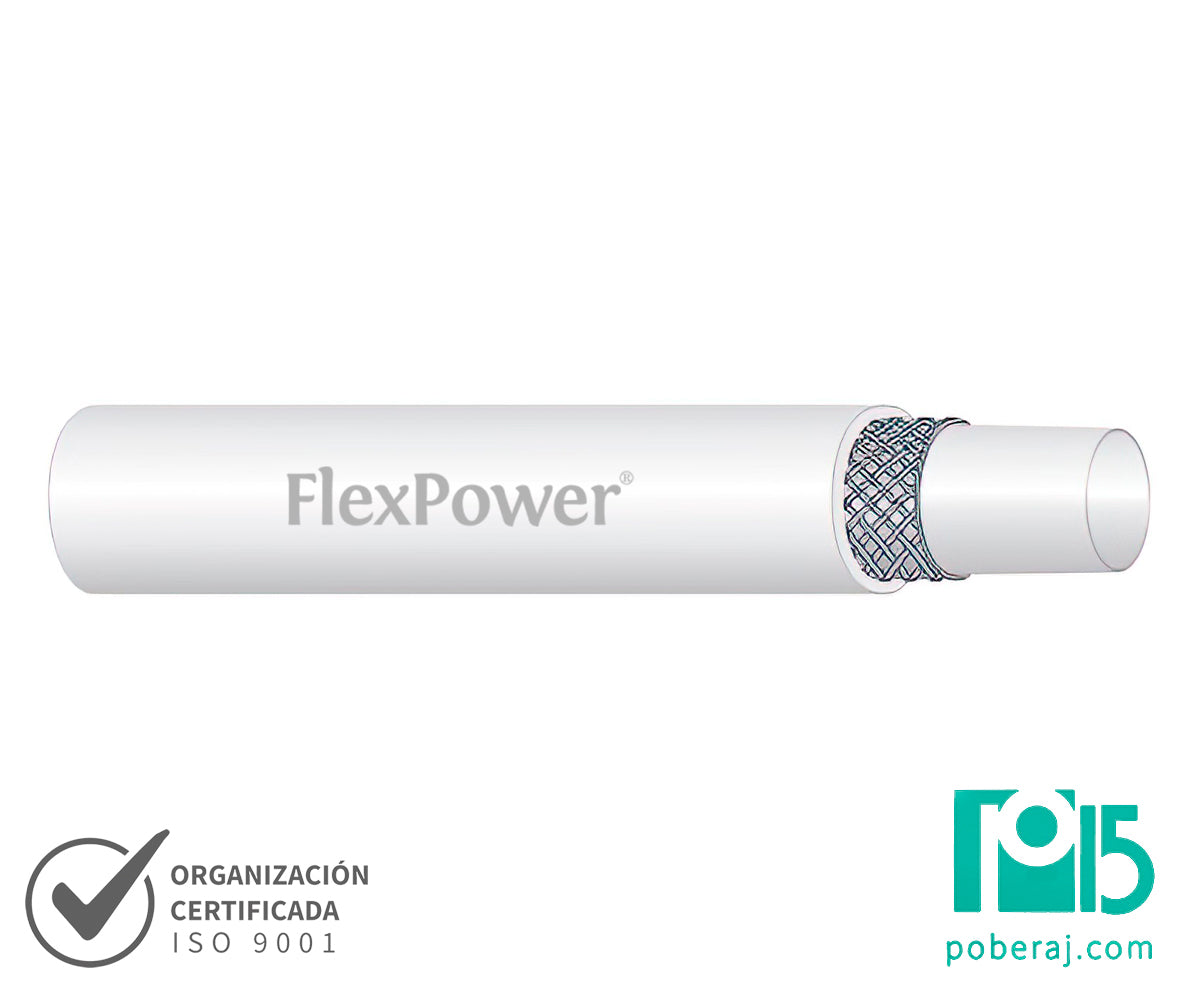 Manguera FLEXPOWER p/Vapor-Agua Caliente PT:14 BAR Blanca Codigo M115F