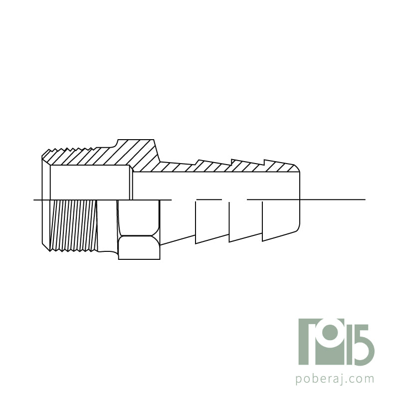 C0720 Conexion Racord Hidraulica Industrial para Manguera baja presión rosca macho fijo BSPT (Bronce)