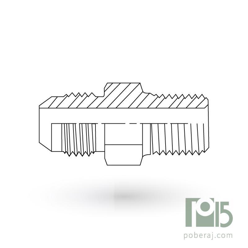D0501 Adaptador recto rosca macho UNF asiento JIC 37º a rosca macho BSPT
