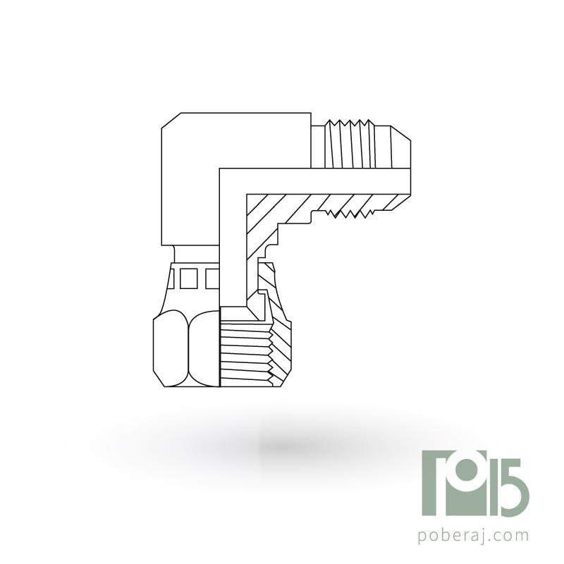 Codo 90º rosca macho UNF asiento JIC 37º a rosca Hembra giratoria UNF asiento JIC 37º CODIGO D0509