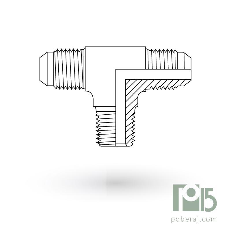 D0512 Tee rosca macho UNF asiento JIC 37º a rosca macho UNF asiento JIC 37º a rosca macho NPTF