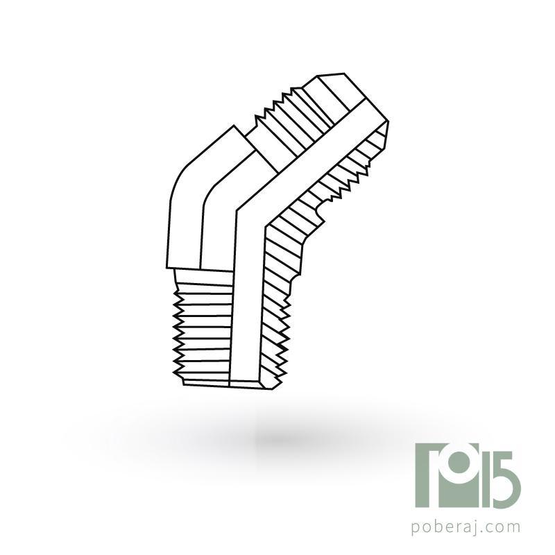 D0525 Codo 45º rosca macho UNF asiento JIC 37º a rosca macho BSPT