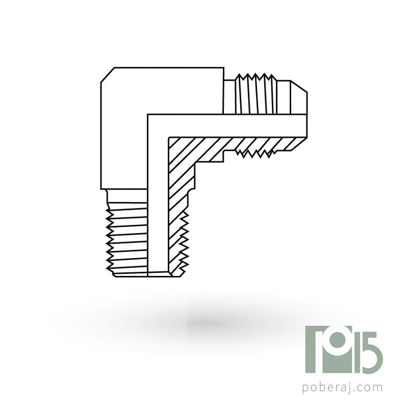 D0526 Codo 90º rosca macho UNF asiento JIC 37º a rosca macho BSPT