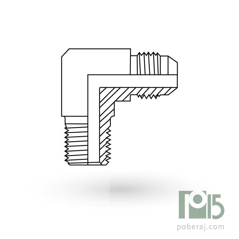 D0544 Codo 90º Rosca Macho UNF Asiento JIC 37º a Rosca Macho NPTF (Bronce)