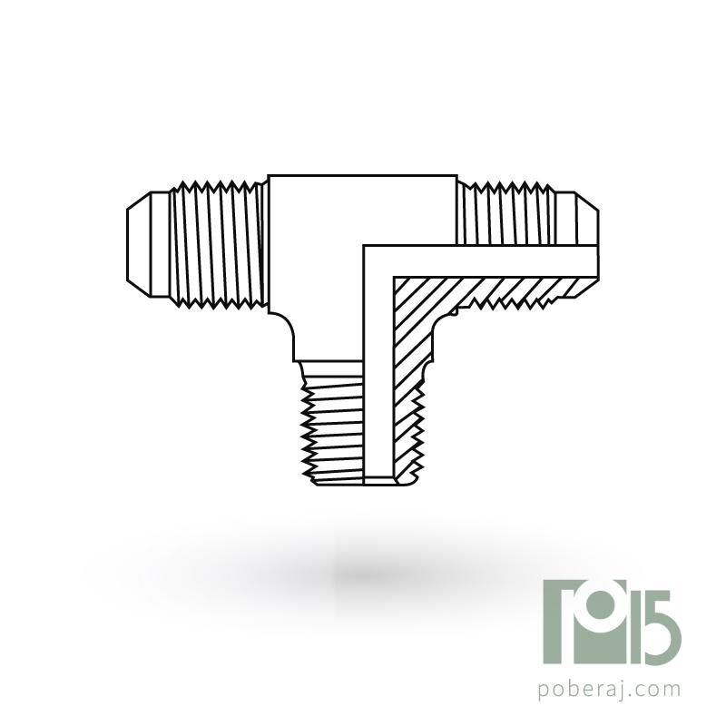 D0547 Tee Rosca Macho UNF Asiento JIC 37º a Rosca Macho UNF Asiento JIC 37º a Rosca Macho UNF Asiento JIC 37º (Bronce)