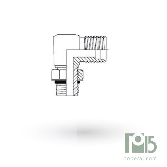D0605 Codo 90 Rosca Macho UNF Tubo a Rosca Macho UNF para O’Ring con tuerca y Arandela