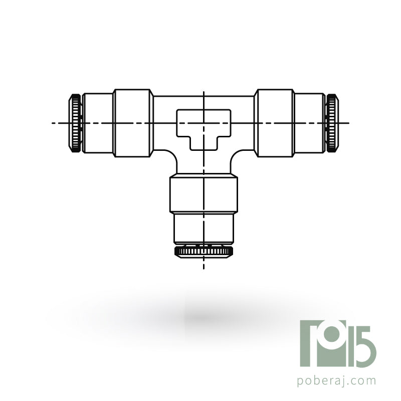 D0727 Conexion Racord Hidraulica Industrial para Manguera Rápidas p/tubo métrico "tee" tubo x tubo x tubo