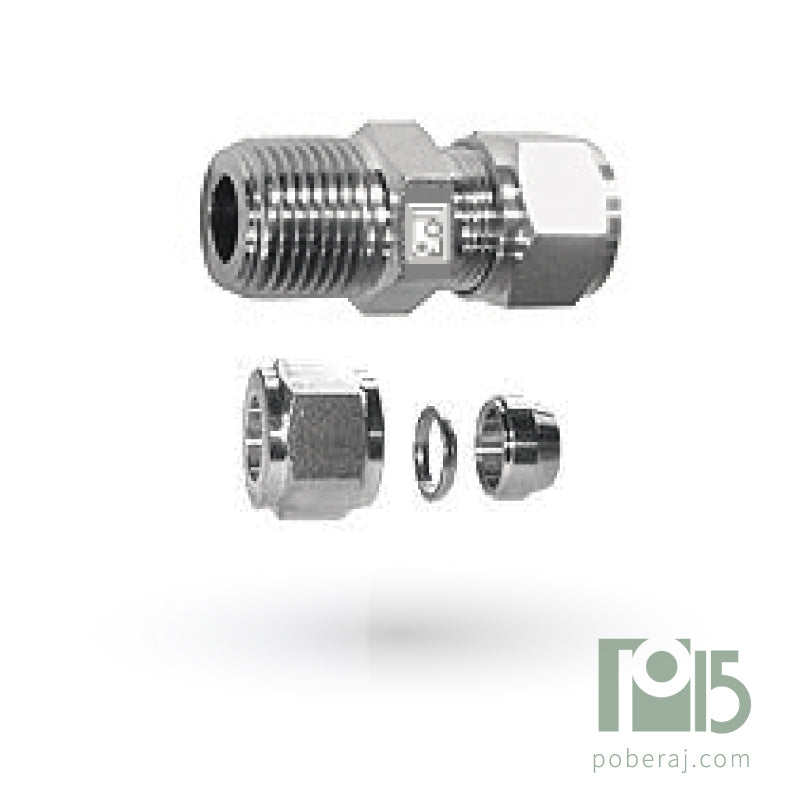 D0800 Adaptador macho UNF tubo a rosca macho NPT Ac. Inoxidable