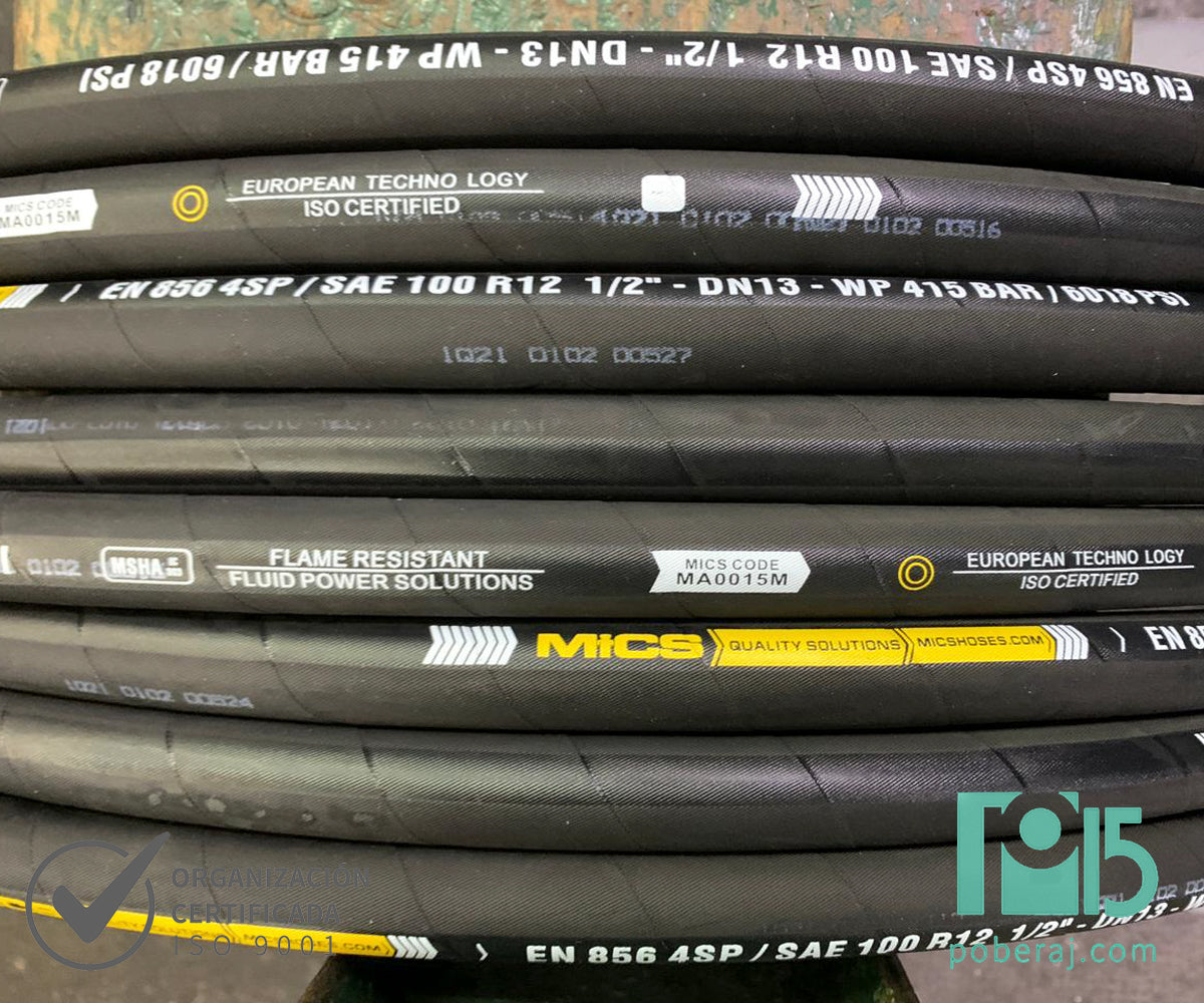 Manguera Hidraulica SAE100 R12 con 4 espirales de acero Cubierta MSHA Codigo M012C