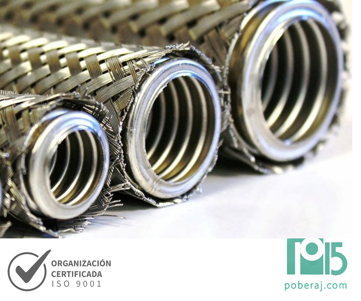 Manguera PTFE corrugada con refuerzo de Acero Inoxidable Codigo M043F