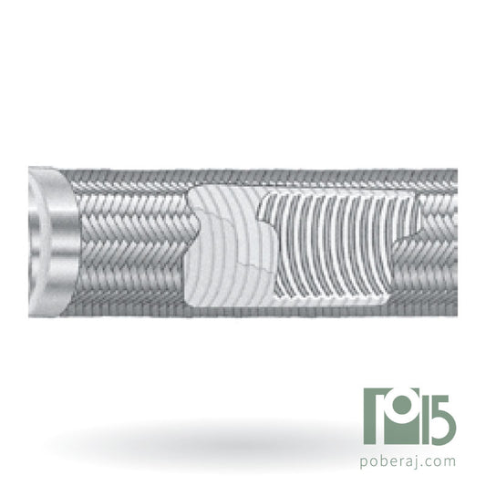 Manguera Flexible de PTFE corrugada con refuerzo de acero inoxidable Codigo M043