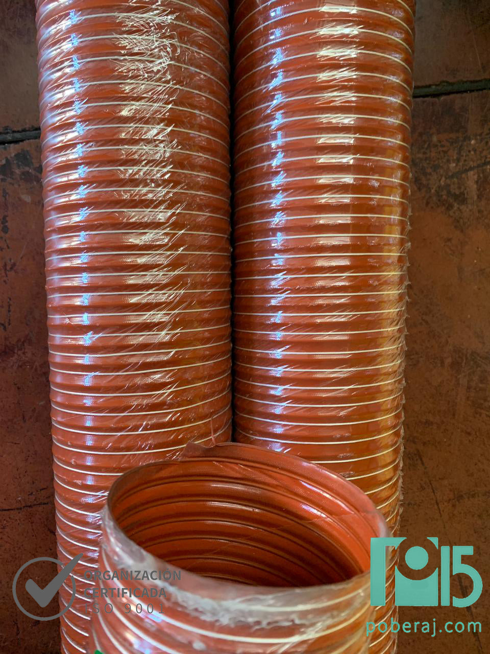 Manguera para aspiración de polvos silicona naranja (Cubierta Fina) con Espiral Codigo M151S
