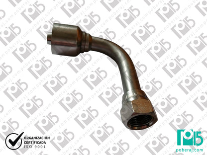 Terminal pre-prensado 1/2" C90 caída a 90mm HG 3/4" unf jic Acero al carbono Código referente: 1JC9-08-08X