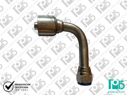 Terminal pre-prensado 1/2" C90 caída a 90mm HG 3/4" unf jic Acero al carbono Código referente: 1JC9-08-08X