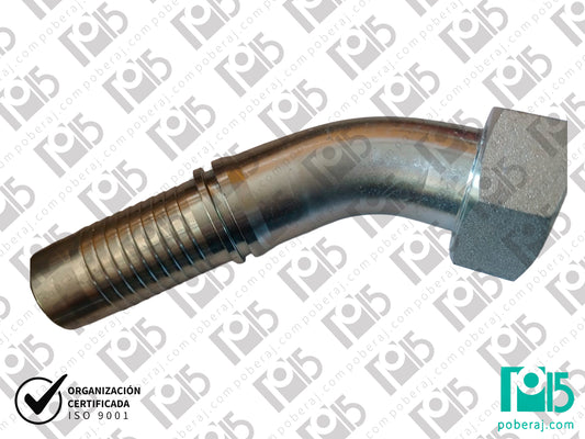 Conexion hidraulica Terminal pre-prensado Racord para prensar C45° HG 52x2 para tubo de 42mm Acero al carbono CODIGO: 2DL4